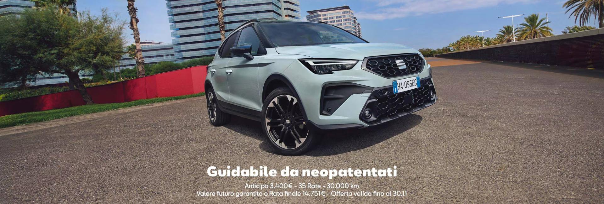 Guidabile da neopatentati - Anticipo 3.400€ – 35 rate – 30.000km – Valore futuro garantito o Rata finale 14.751€ - Offerta valida fino al 30.11